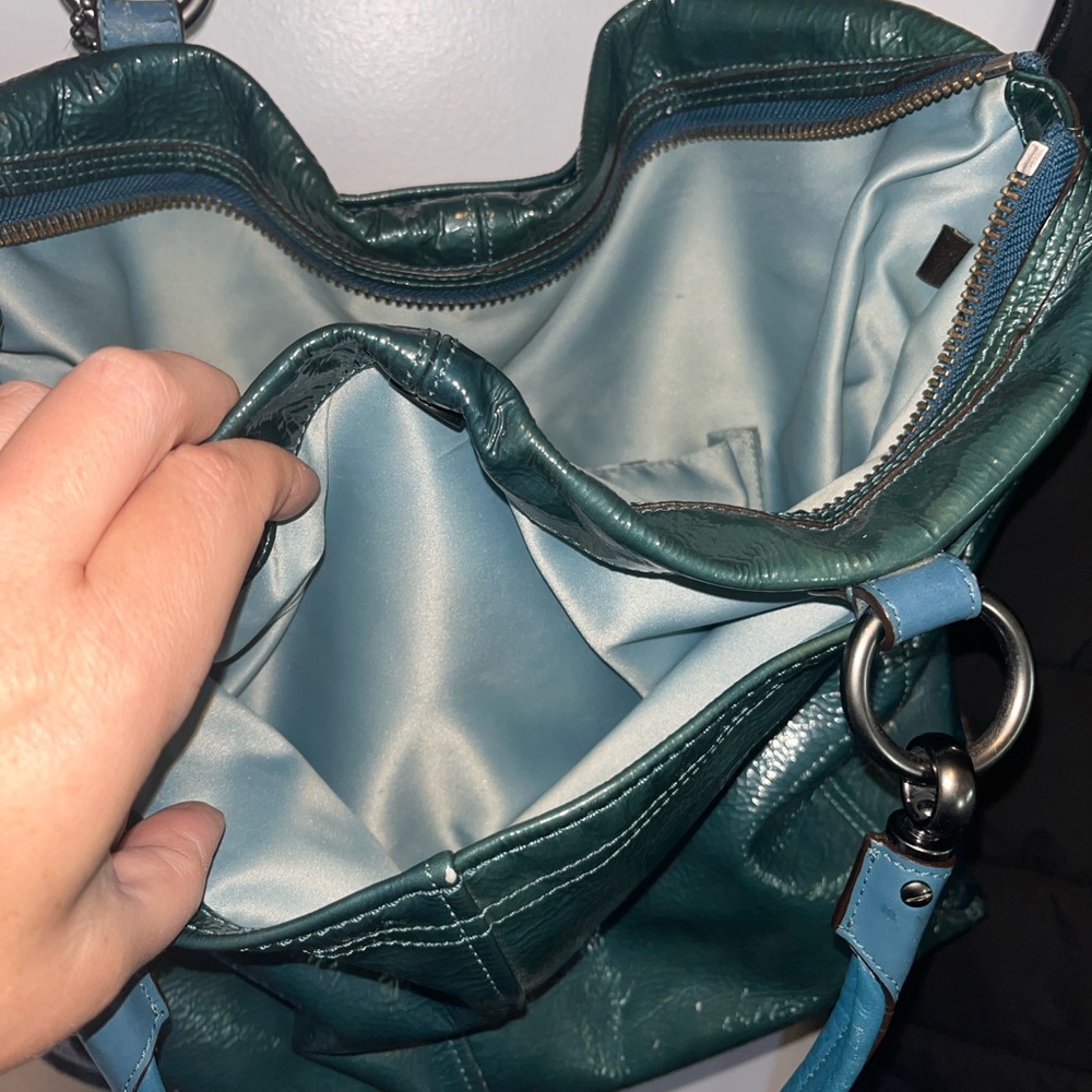 Coach Blue-Green Leather Shoulder Bag - Picture 7 of 8